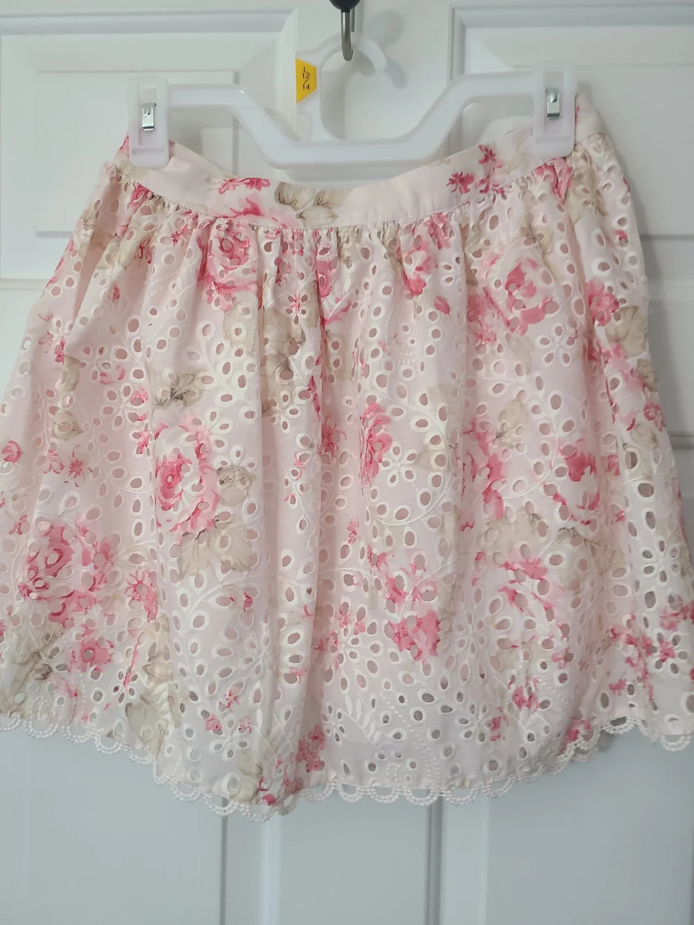 New Womens Mini Floral Print Mini Eyelet Skirt Size S $78